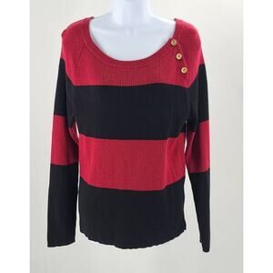 FALL United States of Sweater womens sweater black/red stripes Sz XL 100% cotton